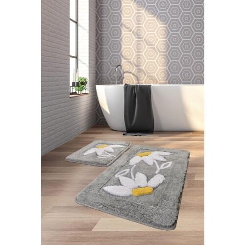 Daısy Gray 2'li Set Bathroom Mat Set