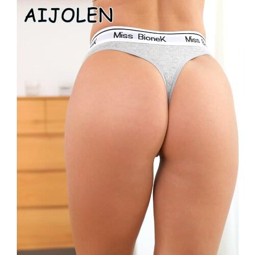 AIJOLEN Solid Color Letters Thong and G String Cotton Womens Underwear Sports Sexy Underpants Soft Breathable Panties