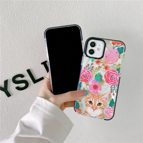 Suitable for cute flowers cats and dogs iPhone12 mobile phone case anti-fall soft glue 7P Apple X set 11pro/8plus shell