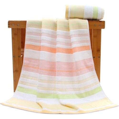 Drop Shipping 70*140cm New Simple Stripe Color Cotton Washcloth Home Bath Towel Bathroom Beach Towel Wedding Gift