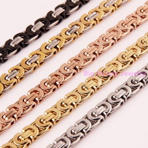 Popular 10mm Bracelet/Necklace 7-40" Custom Size Jewelry Stainless Steel Multiple Color Choose Byzantine Box Chain For Men Women