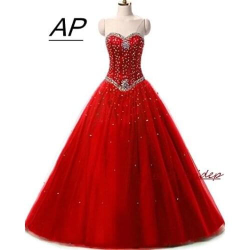 ANGELSBRIDEP Pink Quinceanera Dress Sweet 16 Luxury Sweetheart Crystal Tulle Plus Size Vestido De Debutante Formal Pageant Gown