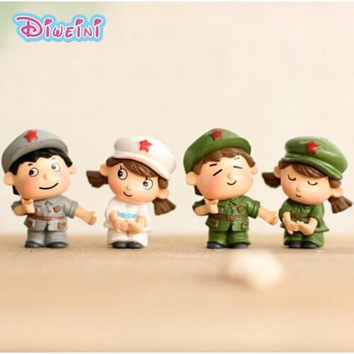 Soldier Brother Sister Cute Model Figurines Wedding Doll Miniatures Couple home Garden Decoration Girl toy DIY accessories gift