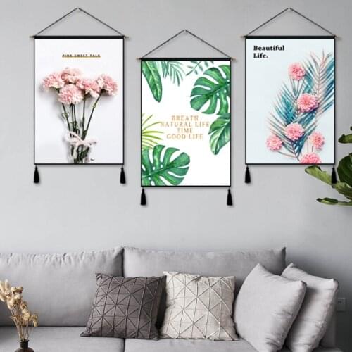 Green Plant Flower Decorative Painting Background Cloth Wall Hanging Nordic Living Room Sofa Background Wall Tapestry