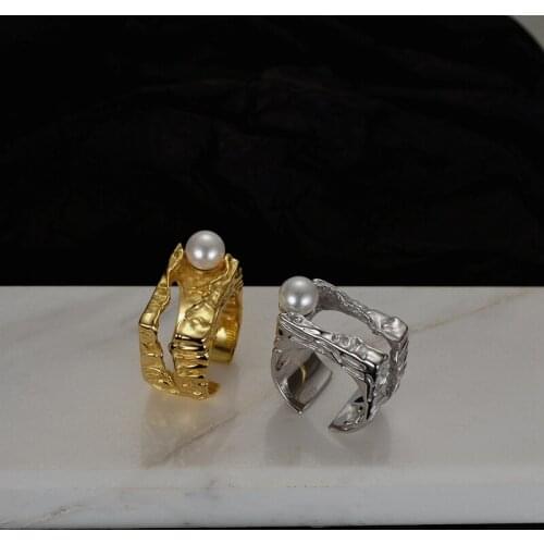 Silvology 925 Sterling Silver Openwork Texture Pearl Rings for Women Top Quality Exaggeration Luxury Korea Ring Hawaiian Jewelry