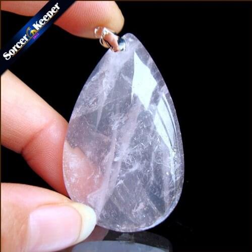 Real Natural Rose Pink Quartz Crystal Gem Stone Beads Pendant Necklace For Womens Jewelry Making Healing Minerals PS665