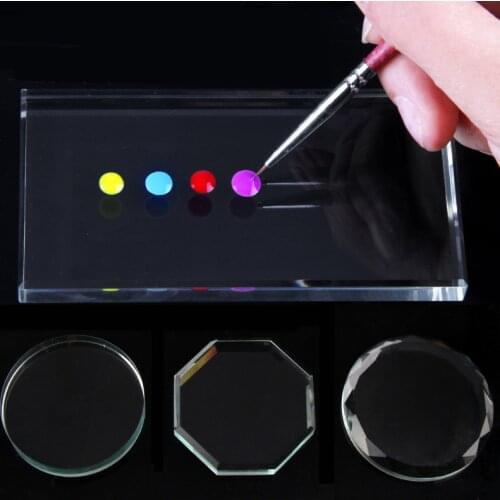 1Pc Mirror Nail Palette Glass False Palette glass manicure exercise tool Paint your nails Nail Art Manicure Tools