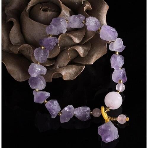 10pcs Natural purple crystal original crystal bracelet Bracelet Women Stone Beads Bracelet