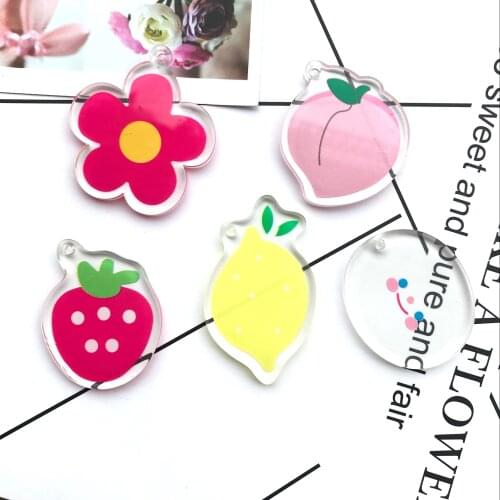 10pcs new Acrylic cartoon fruit necklace charms keychain pendant necklace pendant for DIY decoration