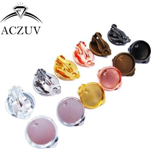 200pcs 10mm 12mm 14mm 16mm 18mm Cabochon Setting Earring Clip Findings Bezel Earring Blank Earring Base ECS001
