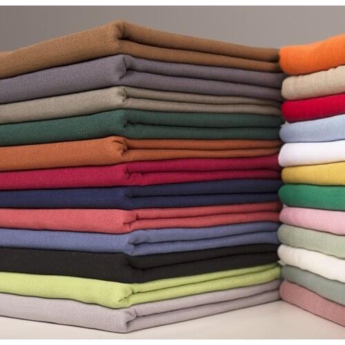 24 Solid Colors Soft Linen Slub Cotton Elastic Fabric DIY Sewing Clothes Dress Home Decor Stretch Patchwork Fabrics 50x155cm