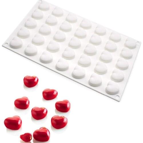 35-Cavity Heart Shape Silicone Mold Baking Tools for Mousse Cake Mold Chocolate Truffle Pudding Desserts Cake Decorating Tools