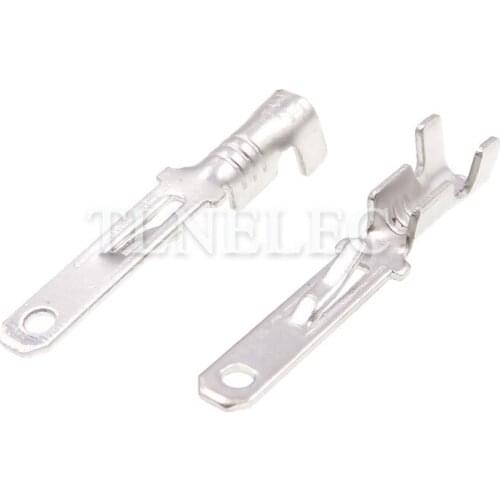 50pcs 2.8 Series Automotive Square Flat Plate Barbed Pin Connector Terminal Male Lug Connection Terminal Blocks DJ611-2.8X0.5A