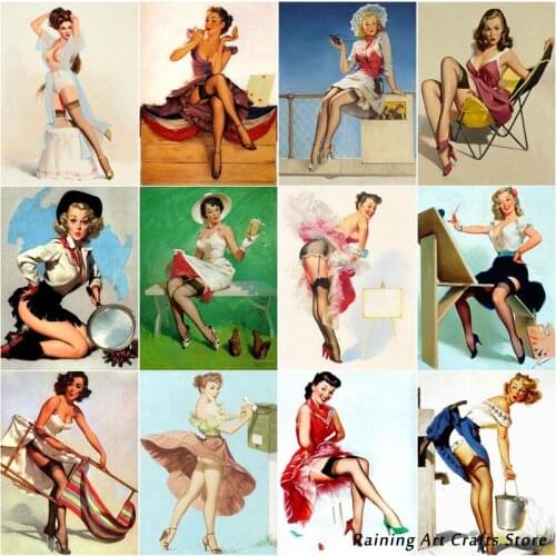 5D Diy Diamond Painting Embroidery Sexy Women Full Round Square Drill Cross Stitch Kits Vintage Mosaic Pictures Home Decor Gifts