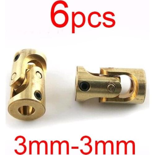 6pcs Brass universal joint micro shaft connector Cardan Coupler 3mm*3mm Coupling for RC Boat model