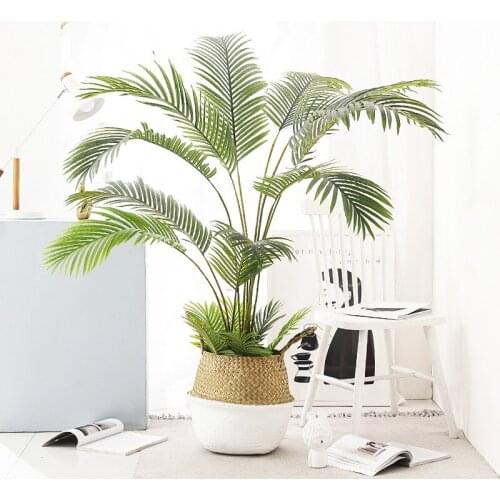 90cm 9 Fork Tropical Fake Palm Tree Bouquet Artificial Leaves Branch Large Green False Plant Plastic Leaf For Hawaii Party Decor