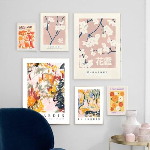 Abstract Minimalist Flower Market Wall Art Canvas Painting Nordic Posters And Prints Vintage Wall Pictures For Living Room Decor