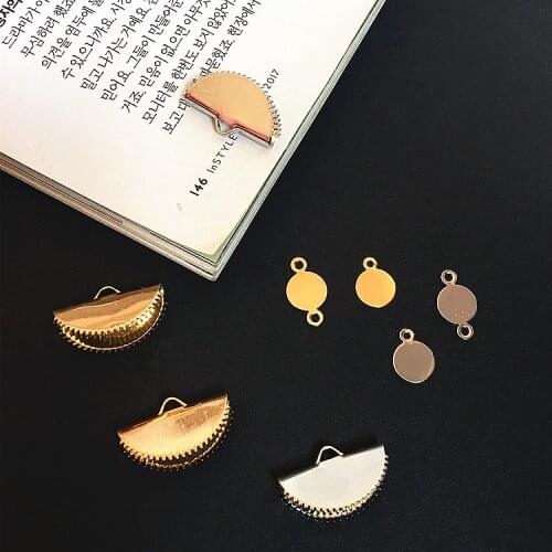 DIY handmade jewelry accessories copper semi-round tip mouth clip single hanging double hanging round piece earpiece pendant