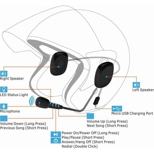 Anti-interference Helmet Headset 50M Waterproof Moto bluetooth Wireless Hands Free bluetooth V4.2 Intercom for Motorcycle