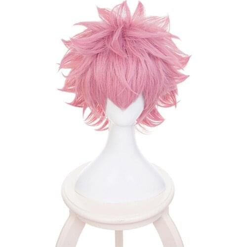 Boku no Hiro Akademia Mina Ashido short wig My Hero Academia Ashido Mina Pink Cosplay Wig+Wig Cap