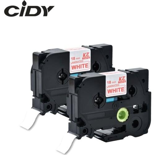 Cidy Red on White 2pcs 18mm tz242 tz 242 tze 242 tze242 Tze-242 P Touch Laminated Label Tape Compatible for Brother