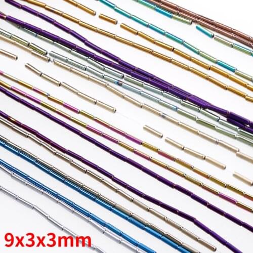 Natural Hematite Cylinder Tube Loose Beads 9x3mm Lucky Ward Off Evil Spirits for Jewelry Making DIY Bracelet Necklace Earring
