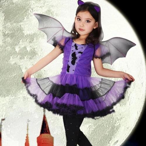 Halloween Party Children Kids Cosplay Witch Costume for Girls Halloween Costume Party Witch Dress with Hat