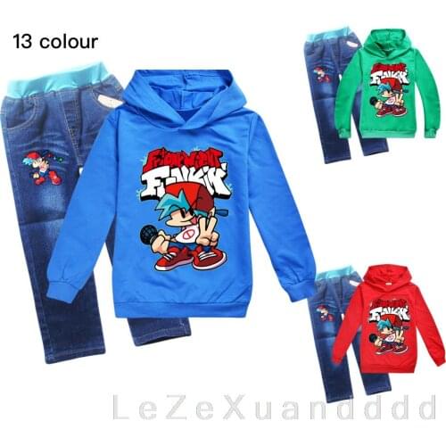 Friday Night Funkin Girls sweatshirt cartoon print casual boys long sleeve top + pants Spring autumn new childrens clothes