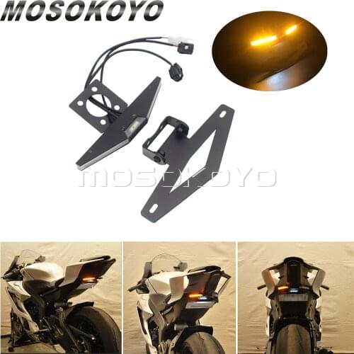 For Yamaha YZF R6 2017 2018 2019 Tail Tidy Stealth Fender Eliminator LED Integrated Turn Signals License Plate Light Bracket Kit