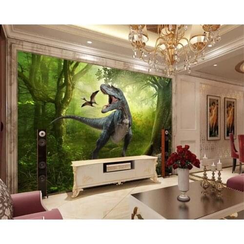 Forest dinosaurs jungle childrens room background mural decorated with 3D Self Adhesive wallpaper papel de parede Waterproof