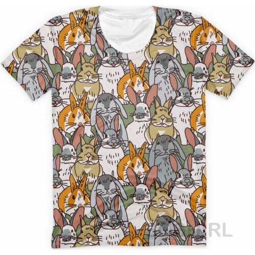 SOSHIRL Rabbits Hand Painted T-shirt Harajuku Animal Womens Streetwear Classic Short Sleeve Summer Tees Kawaii 90s Girl Clothes