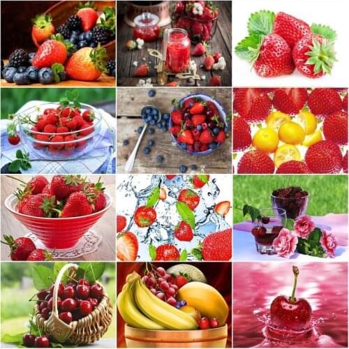 GATYZTORY 40x50cm Oil Painting By Numbers Strawberry Fruit HandPainted Kits Drawing Canvas DIY Pictures Home Decoration Gift