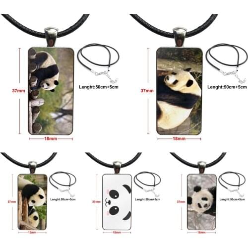 Giant Panda Fashion Necklace Fashion Long Chain With Rectangle Necklace Jewelry For Lovers Best Friendship