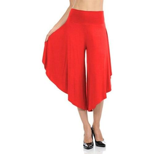 2021 Hot S-3Xl Plus Capri Gaucho Palazzo Pants Wide Leg High Waist Flowy Comfy Culottes