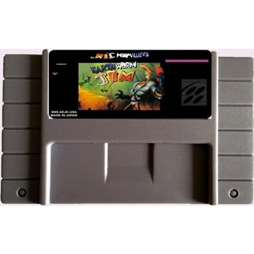 High Quality 16 Bit Earthworm Jim NTSC Big Gray Game Card For USA Version Game Player