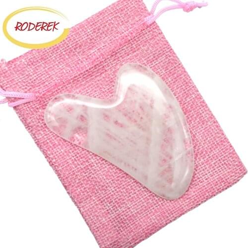 Classicial Heart Shape Clear Quartz Jade Guasha Stone for Face ,Neck , Arm and Finger Massage