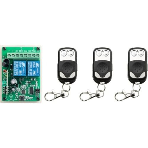 Learning code DC12V 2CH 2Channe Radio Remote Control Switch Receiver 3* Metal Push Button Transmitter Learning Code