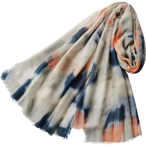 2021 Fashion Newest Ombre Tiedye Pattern Printed Cotton Viscose Seqins Scarf Shawls Wraps 10pcs/lot