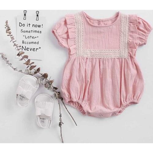 Baby Girl Ruffle Romper New Born Baby Clothes Pink Toddler Romper Baby Clothes Cotton Pink Baby Outfit Clothing