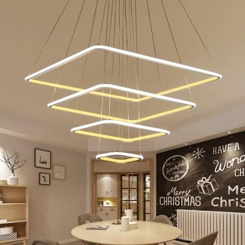 Creative Simple Square LED Chandelier Living room dining room bedroom study ceiling light commercial lighting