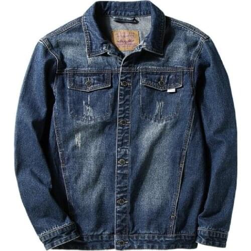 Oversized mens wear plus fat denim jacket mens loose motorcycle fashion trend individuality fashion wear worn jeans jacket