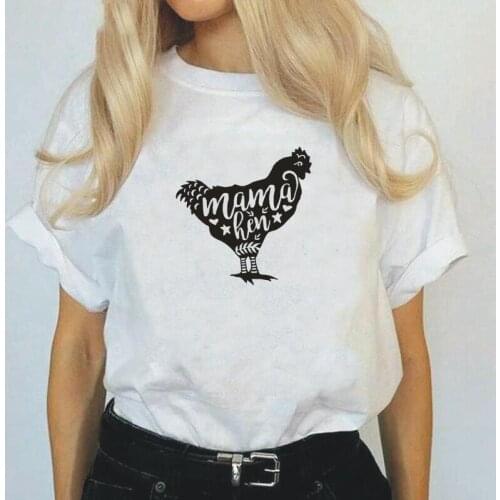 Summer Short Sleeve Cotton Tee Shirt Femme Casual Harajuku Tshirt Funny Mama Hen Letter Print T Shirt Women Tops Camiseta Mujer
