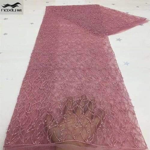 Madison French Lace Fabric 2021 High Quality Lace With Beads Nigerian African Embroidery Tulle Lace Fabric For Wedding