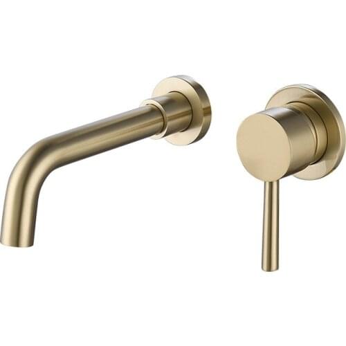 Copper-gold concealed wall-mounted basin faucet toilet bathroom above counter basin under counter basin faucet can be rotated