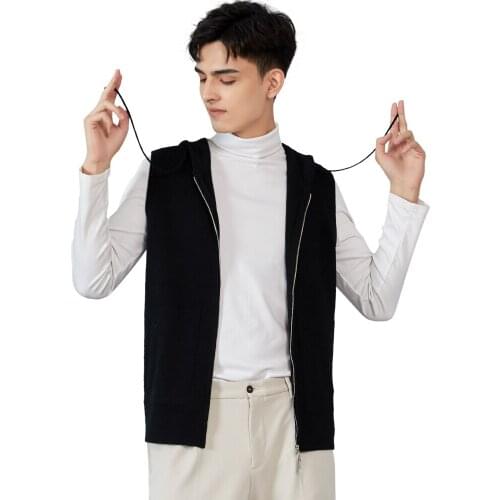 Zhili Mens 100% Cashmere Full Zip-up Sleeveless Sweater Cardigan Vest Outwear Jackets & Coats with Pockets