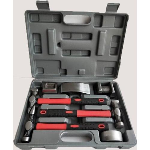 7PCS Auto Body Dent Repair Hammer Dolly Tool Kit Panel Beater Sheet With Plastic Case