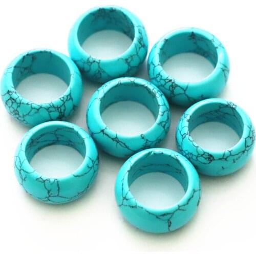 Natural Stone Ring Turquoises Gemstones Ring Handmade Semi-precious Stone Cuff Ring mens rings