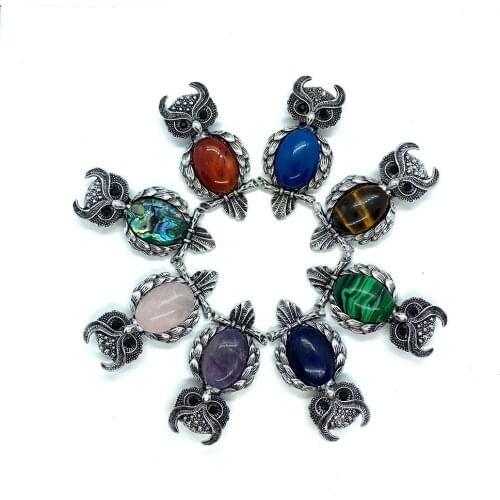 Natural Stone Pearl Shell Inlaid Metal Eagle-shaped Pendant Various Color Jewelry Fashionable DIY Necklace Earrings Accessories