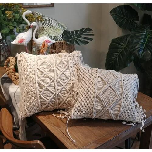 42cm x 42cm Pillow Case Macrame hand-woven Cotton thread Pillowcase Cotton Linen Geometry Bohemia Pillow Covers Free Shipping