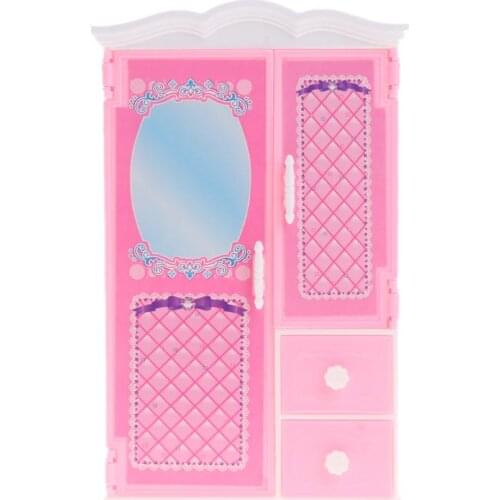New Closet Toy With Mirror Doll House Princess Bedroom Furniture Wardrobe Doll Accessories For Dolls Toys Gifts